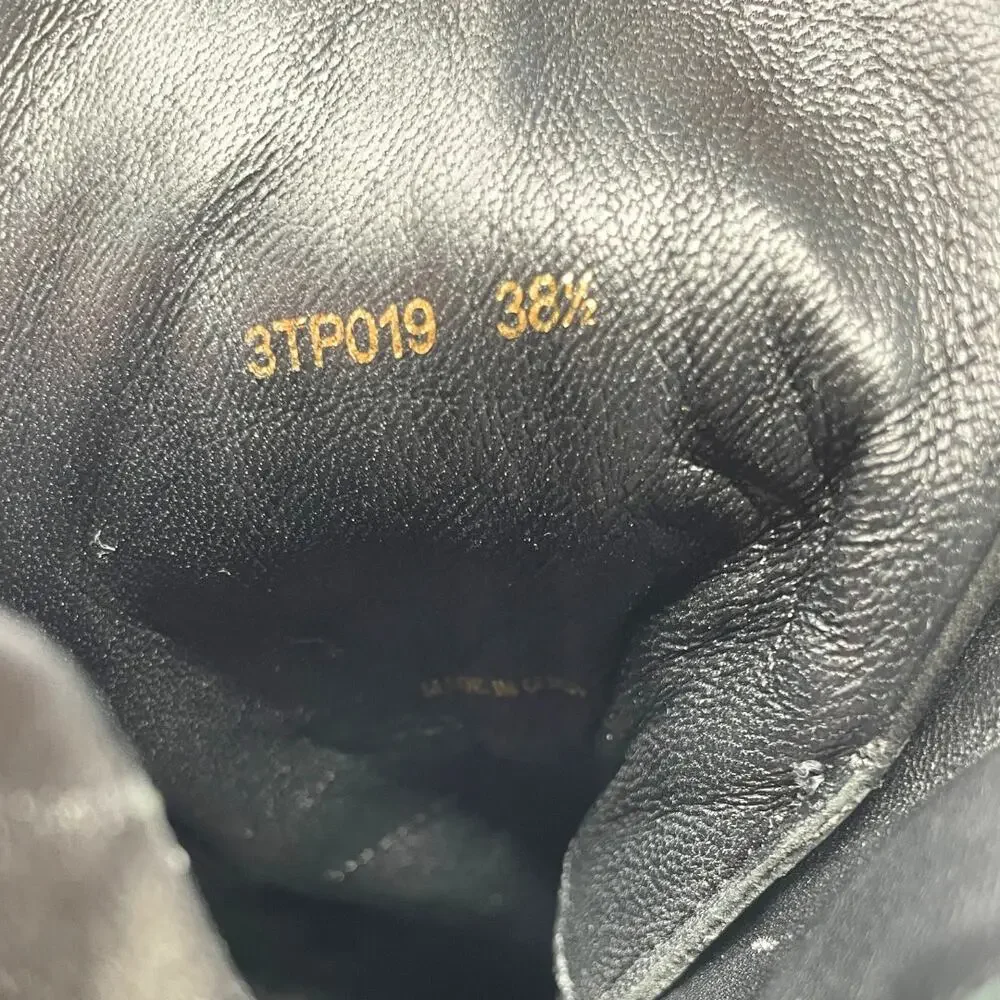 Prada Boots Moto Combat LOGO Ankle Lug Sole Platform Heels‎ Black Shoes 38.5
